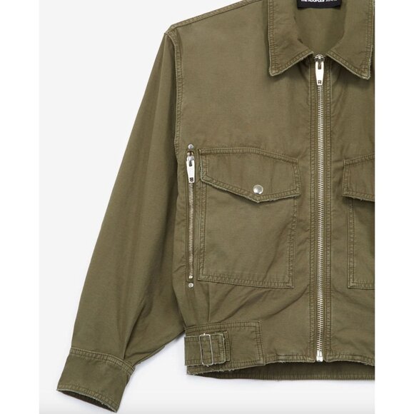 The Kooples Cotton Rock Style Zip Utility Jacket Olive Khaki Womens Size 2 Mediu - Picture 1 of 11